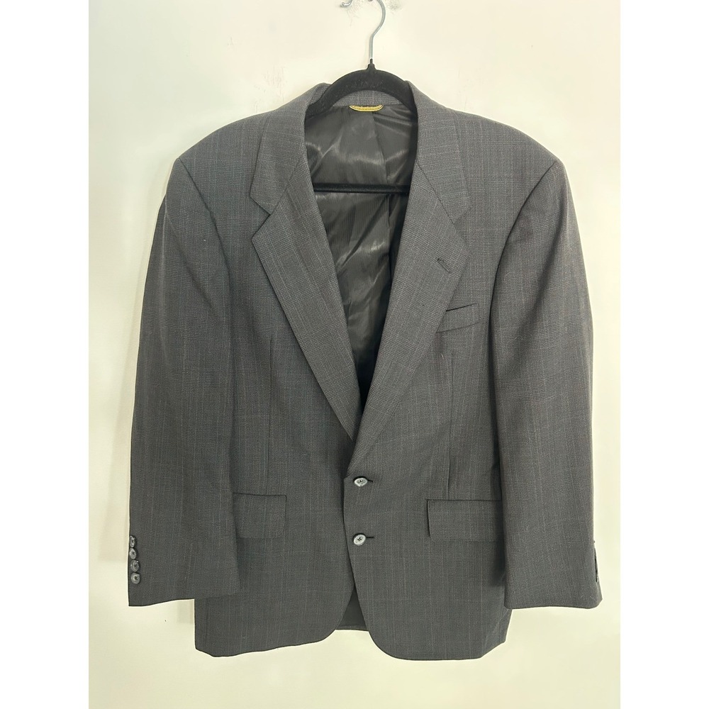 Hart Schaffner Marx Gold Trumpeter Blazer Mens 41 Grey Wool Plaid Sport Coat USA